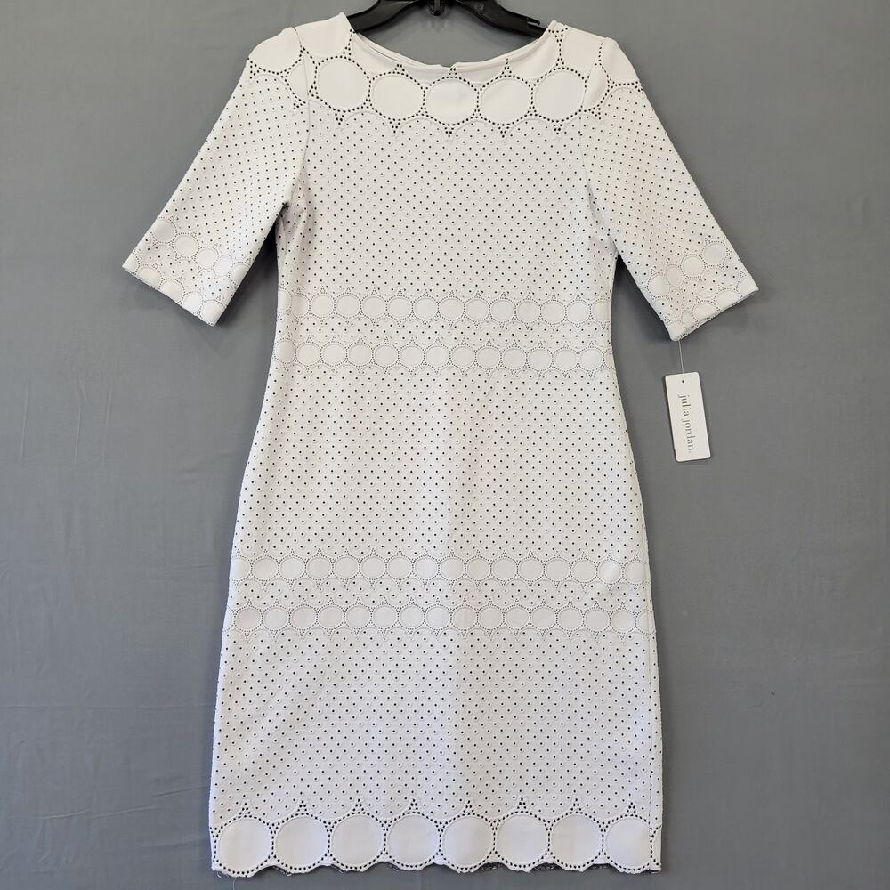 Julia Jordan White Mini Dress NEW $148 Stretch Polka Dot Short Sleeves Women's 4